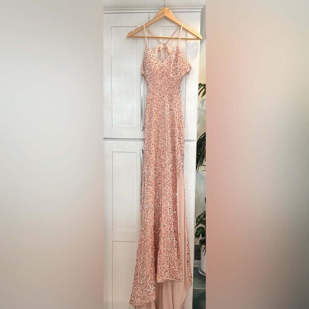 Sequin Pink Velvet Gown